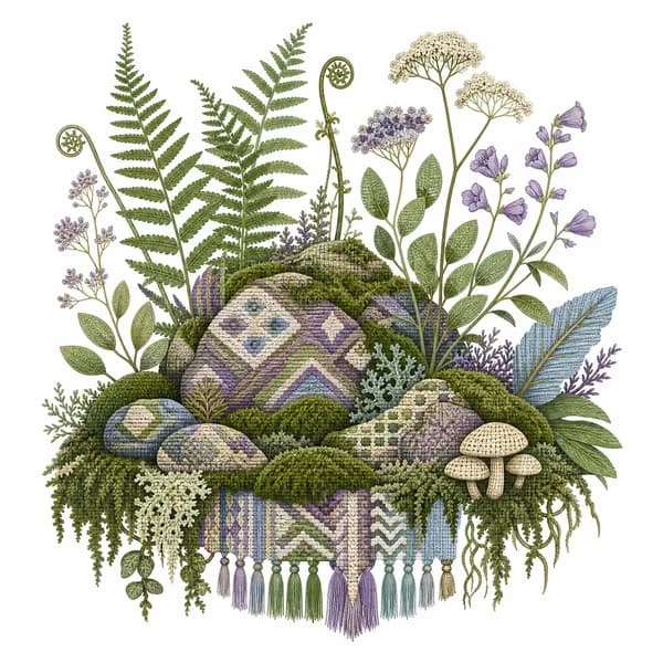 Gorpcore Woven Moss Botanical Pattern