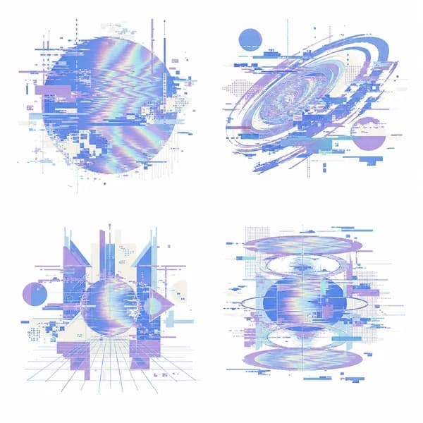 Y2K Tech Glitchcore Cool Geometric Design