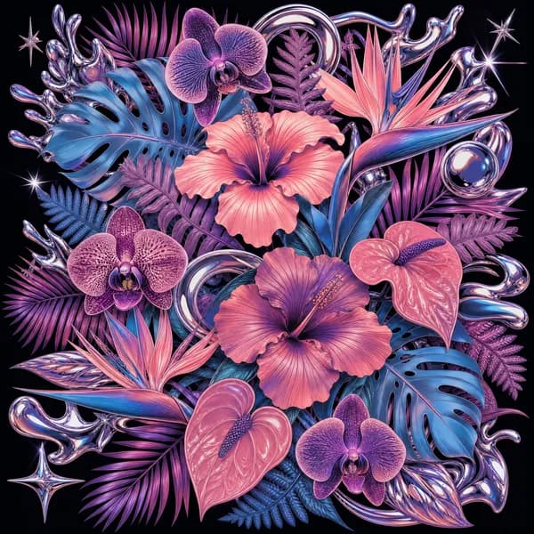 Botanical Y2K Fusion Illustration Design