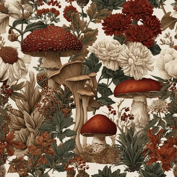 Dark Cottagecore Botanicals Illustration