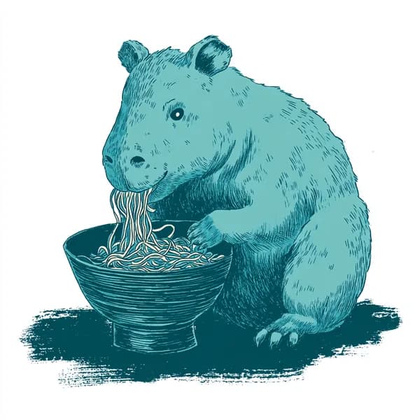 Naive Folk Art Capybara Soba Noodle Design
