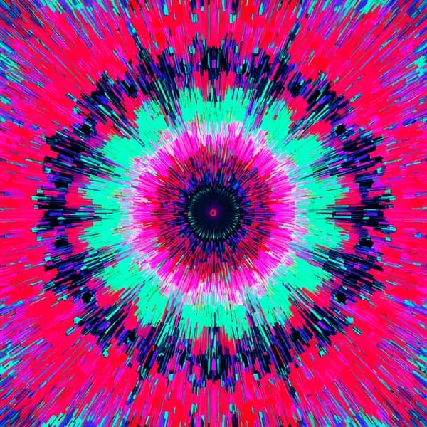 Y2K Digital Glitch Art Neon Spectrum Print
