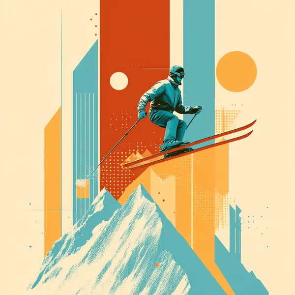 Retro 80s Ski Mountain Vintage Sport Art