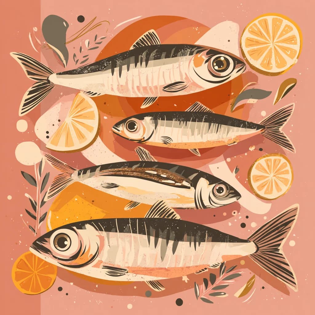 Vintage Food Art Sardine Illustration