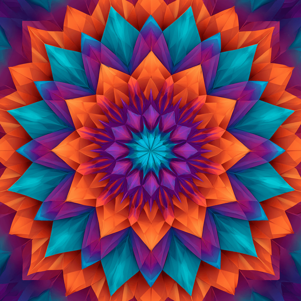 Psychedelic Kaleidoscope Geometric Mandala Art
