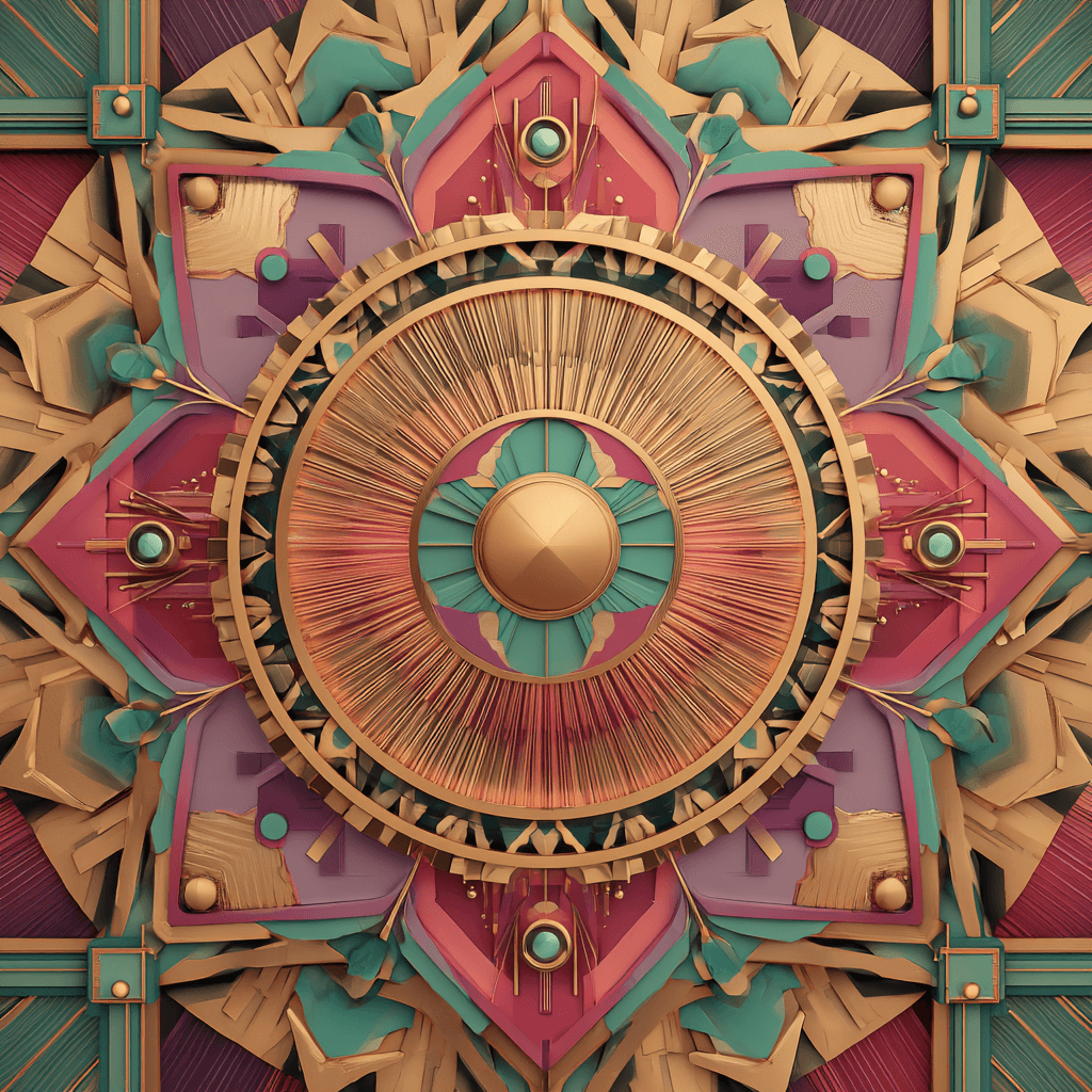 Futuristic Art Deco Copper Geometric Pattern Design