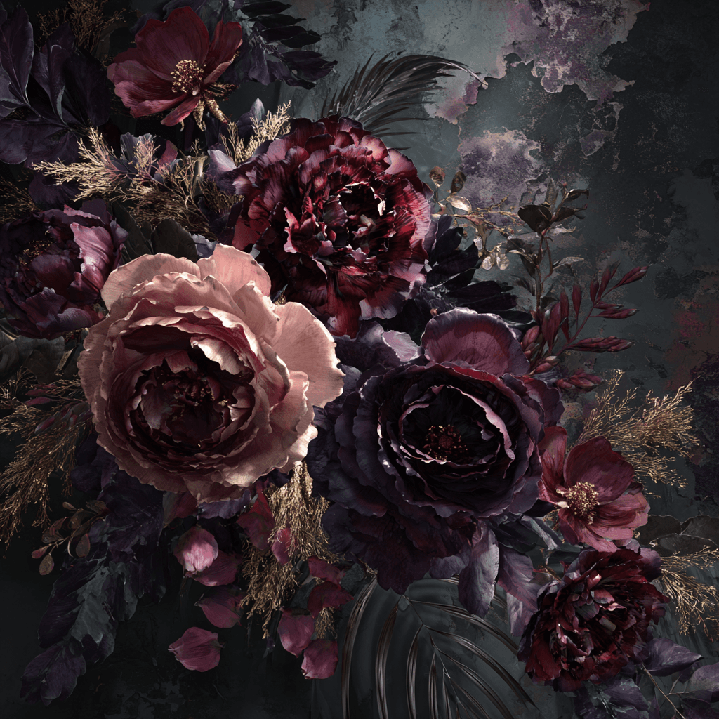 Gothic Dark Botanical Victorian Floral Design
