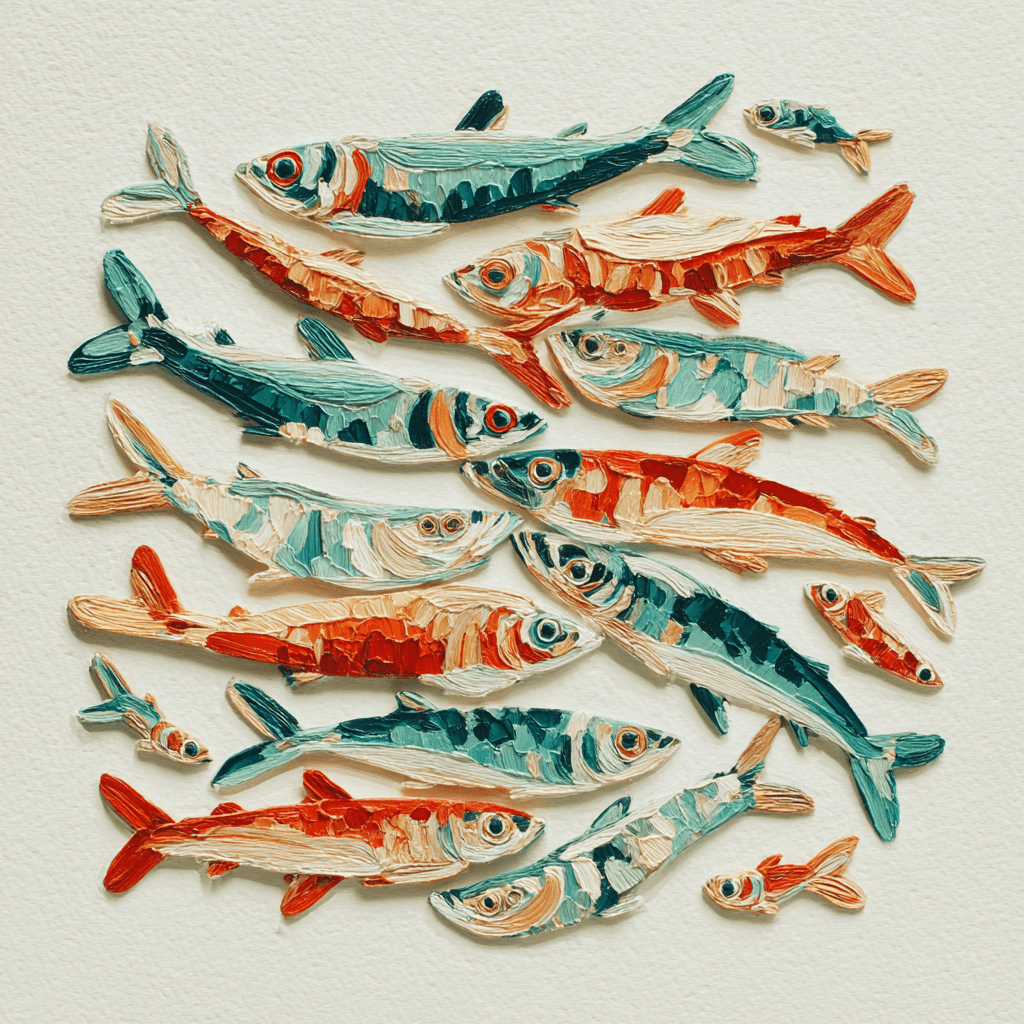 Tinned Fish Painterly Art - Summer Food Illustration Pattern