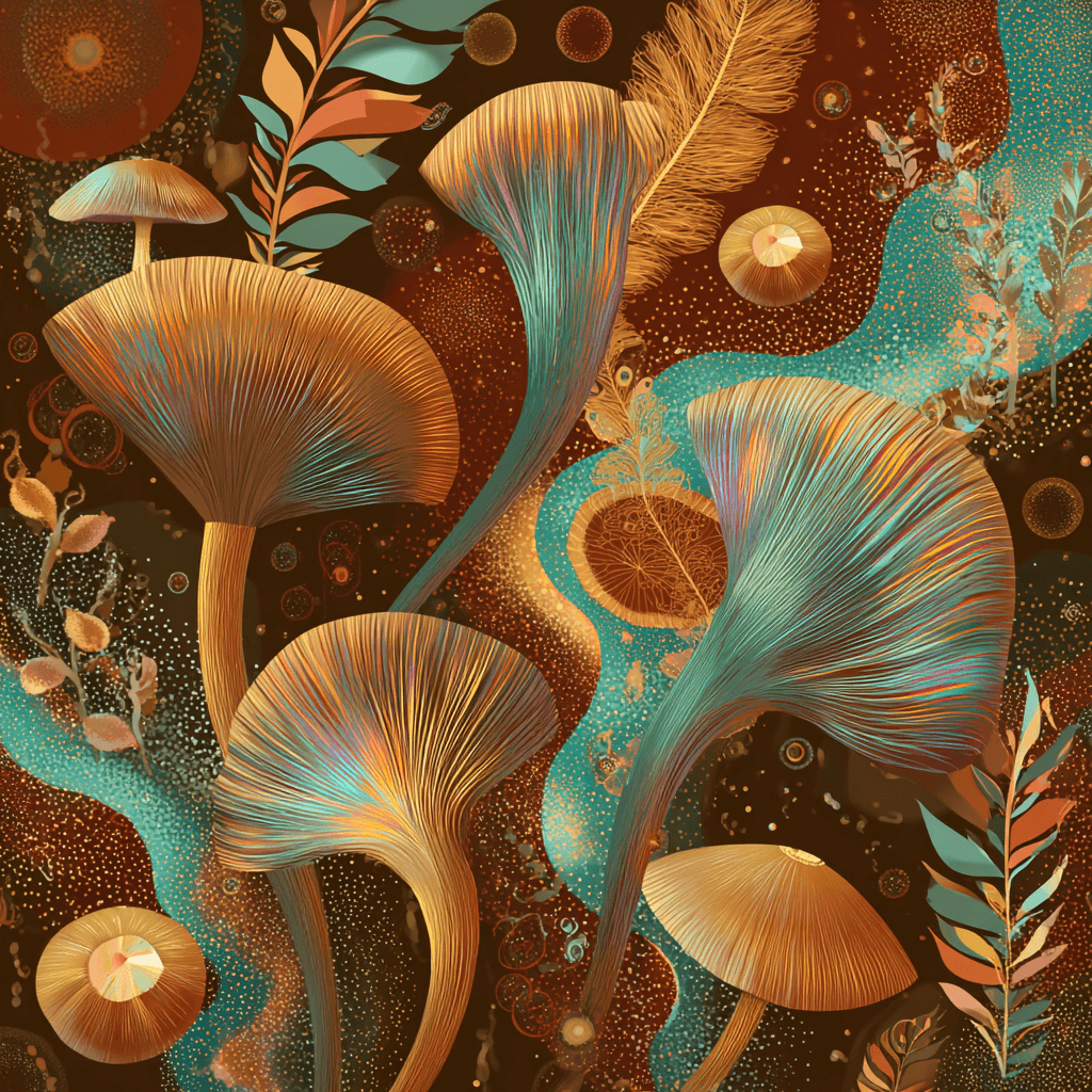 Solarpunk Mycelium Network Ecological Pattern