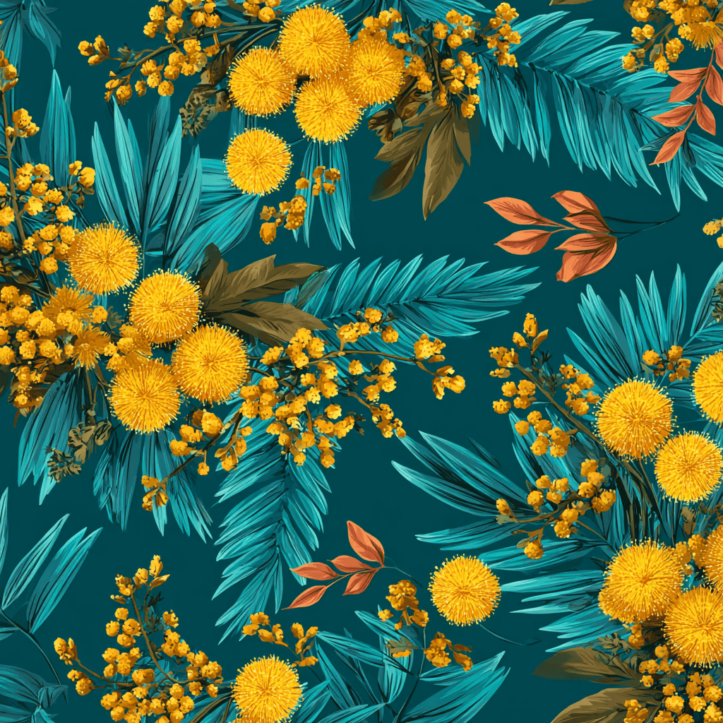 Tropical Acacia Floral Summer Illustration