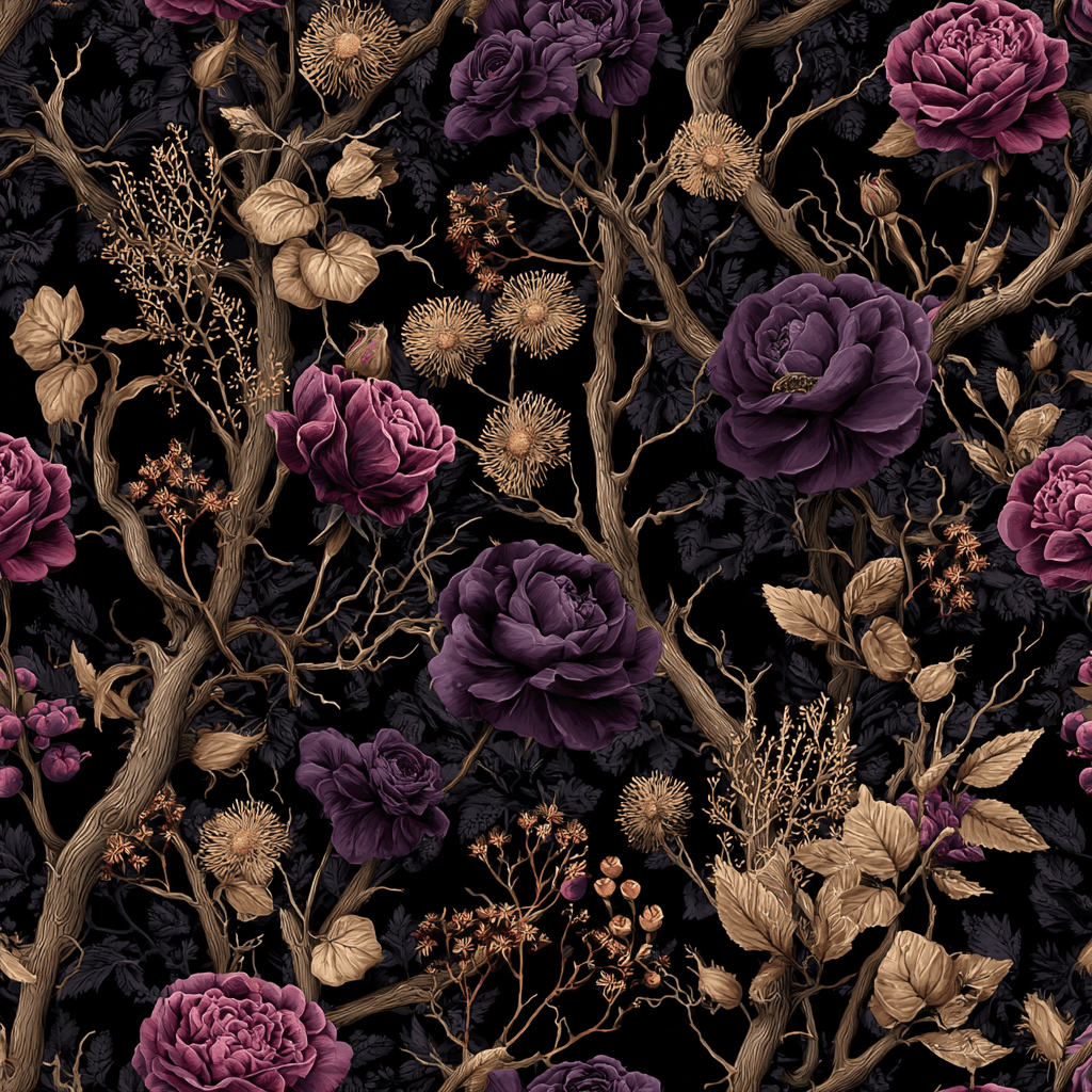 Dark Botanical Gothic Flora Seamless Textile