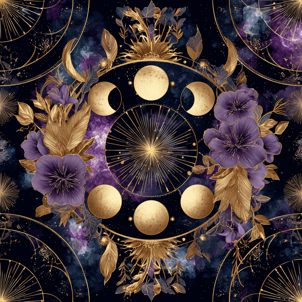 Art Deco Celestial Moon Phase Gold Design