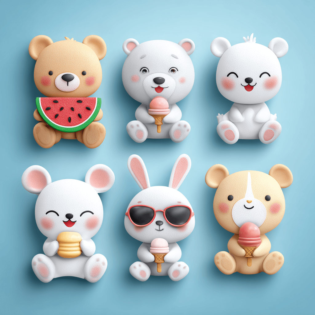 Kawaii Summer Digi-Cute Character Icon Collection