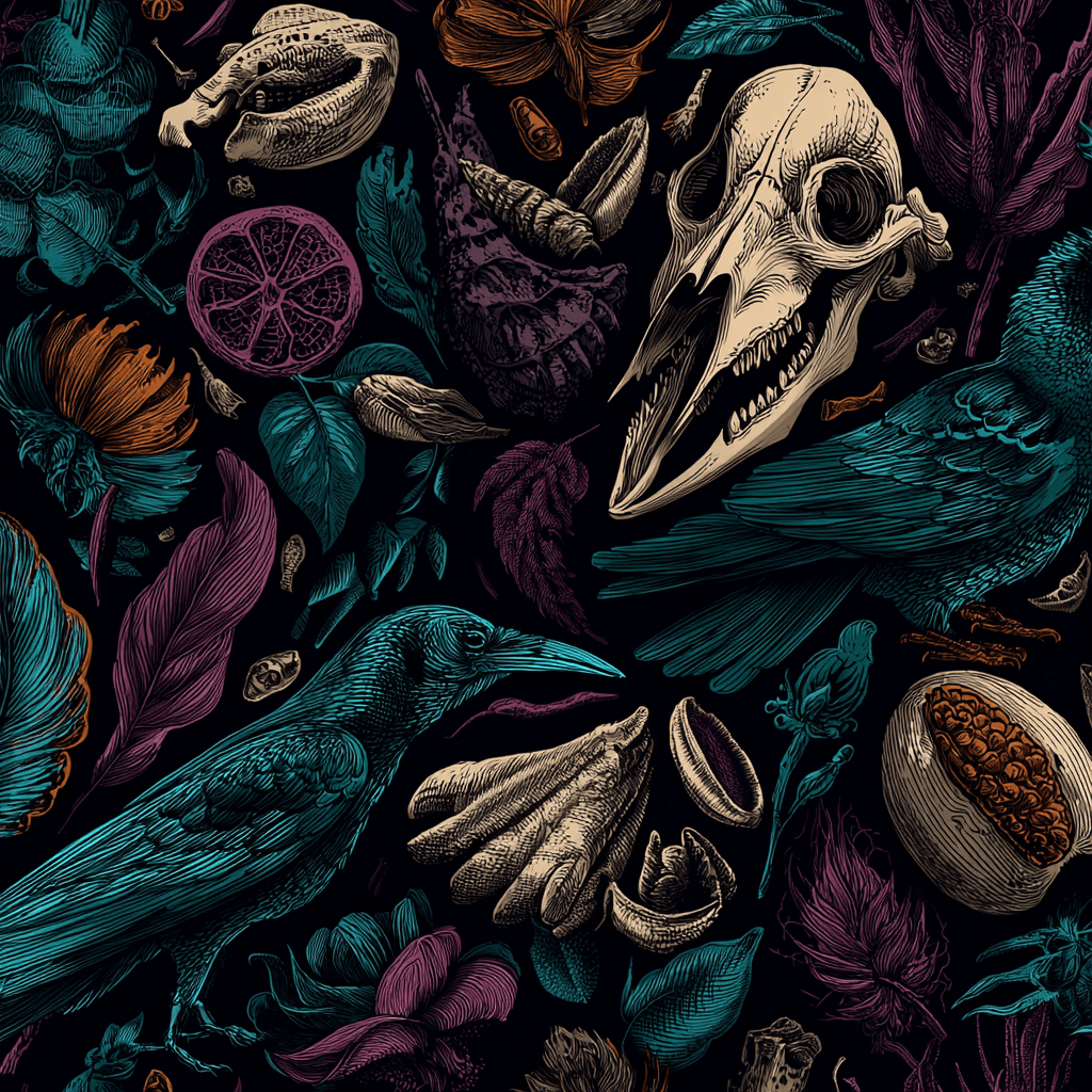 Dark Academia Anatomical Botanical Gothic Nature Pattern