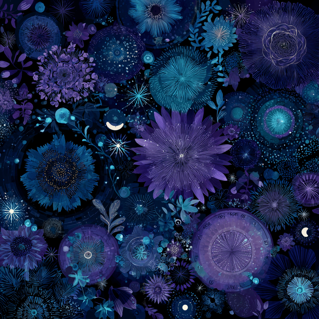 Aubergine Celestial Sacred Geometry Pattern