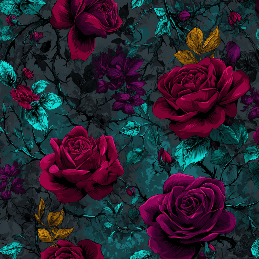 Dark Gothic Grunge Floral Pattern