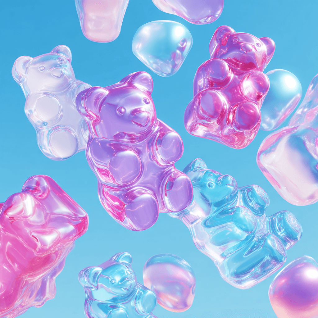 3D Gummy Jelly Candy Pop Art Transparent Design